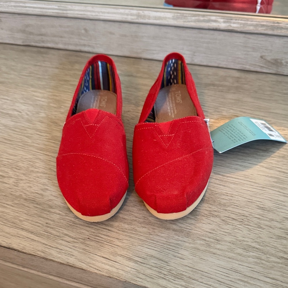 Toms Bright Red Canvas Slip-Ons